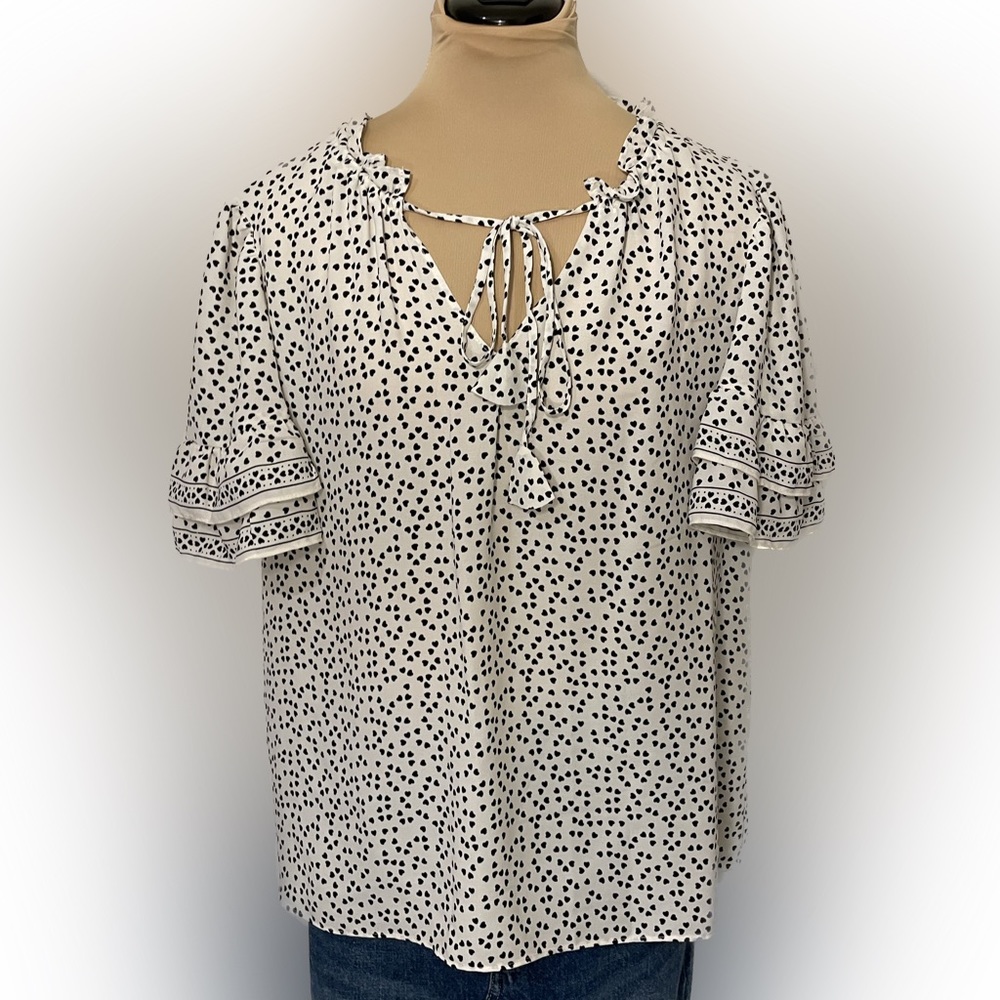 Max Studio Heart Print Top